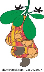 Monkey guava with a white background in batik form, vector
