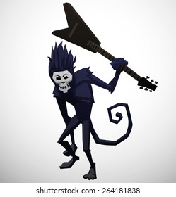 Monkey with a guitar, vector 