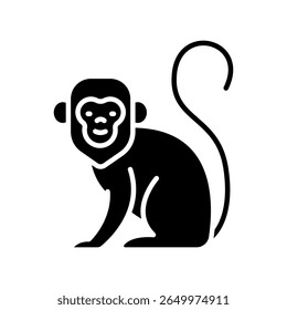 monkey habitat black flat icon for digital and print projects. South american animals. Minimal clean icons for apps and websites. Modern simple icons for UI UX and branding