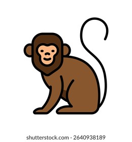 monkey habitat color line icon for digital and print projects. South american animals. Minimal clean icons for apps and websites. Modern simple icons for UI UX and branding