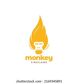 monkey with hair fire flame logo design vector graphic symbol icon illustration creative idea