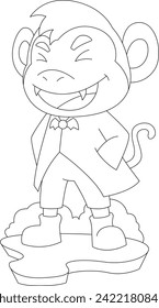 Monkey Halloween Vampire Animal Vector Graphic Art Illustration