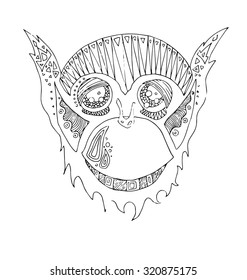 the monkey hand drawing outline cartoon isolated on the white background