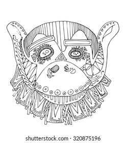 the monkey hand drawing outline cartoon isolated on the white background