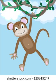 Monkey hanging on a branch