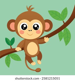 monkey hanging on a tree branch