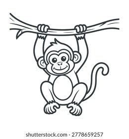 Monkey Hanging On Tree Branch