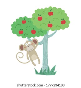 animated monkeys hanging from trees