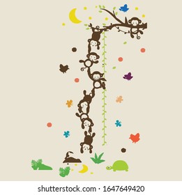 Monkey Hanging on Tree Wall Art Decoration