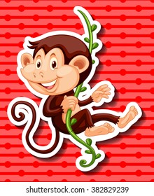 Monkey hanging on the vine illustration