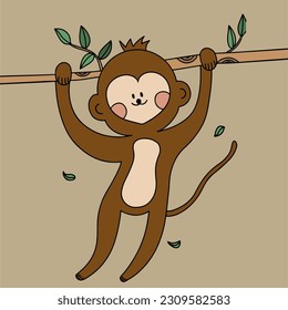a monkey hanging in tree branch