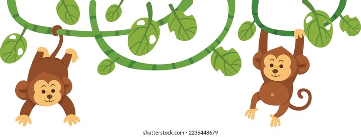 The monkey hangs on a branch isolated vector illustration
