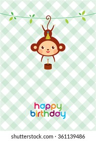 monkey happy birthday greeting card