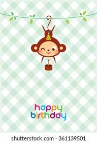 monkey happy birthday greeting card