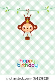 monkey happy birthday greeting card