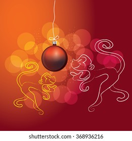 Monkey with happy , greeting card