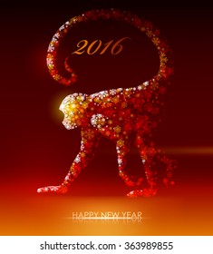 Monkey. Happy new year 2016. Vector eps 10.