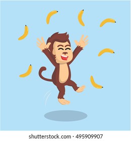 monkey happy with rain banana