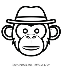 Macaco com uma ilustração gráfica de vetor de chapéu para livros infantis e desenhos de marca