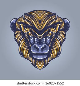monkey head artwork illustration design