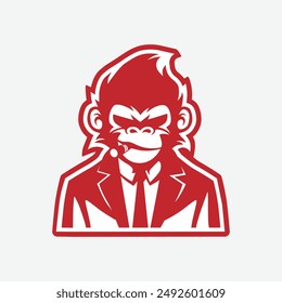 Monkey head and business attire