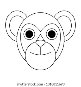 Monkey head cartoon isolated black and white
