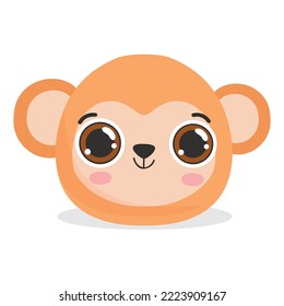 monkey head cartoon    mascot cute monkey face clipart vector