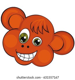 Monkey head. Cartoon style. Isolated image on white background. Clip art for children. 