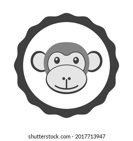 monkey head character icon isolated on white background