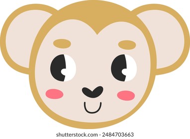 Monkey Head Childish Vector Illustration