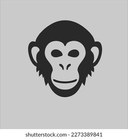 Monkey head design vector on gray background. Monkey animal icon vector illustration.