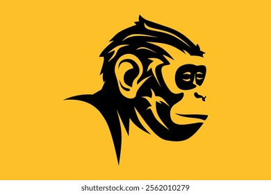 Monkey head drawing vector illustration. Monkey logo design character mascot icon vector modern illustration.