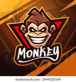Monkey head esport mascot logo design