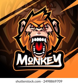Monkey head esport mascot logo design