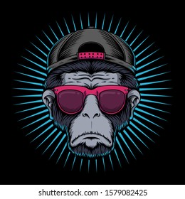 Monkey head eyeglasses vector illustration for your company or brand