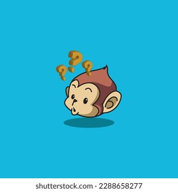Monkey Head Funny Confused Character