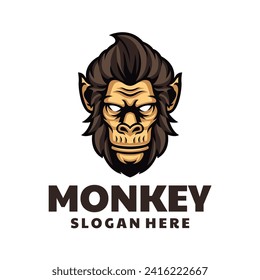 Monkey Head Hipster Mascot Logo Design