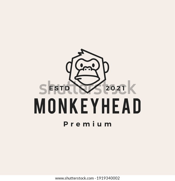monkey\
head hipster vintage logo vector icon\
illustration