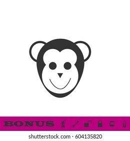 Monkey head icon flat. Black pictogram on white background. Vector illustration symbol and bonus button