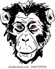 monkey head illustration, can be used for logos, mascots, clothing, and more isolated in white background