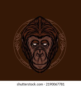 monkey head illustration design vector