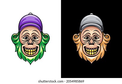 Monkey head illustration fun design vector
