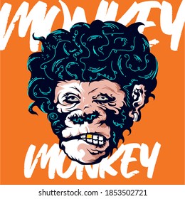 Monkey head illustration logo design