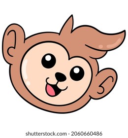 monkey head laughing happily, vector illustration carton emoticon. doodle icon drawing