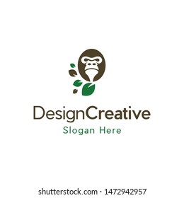 Monkey Head Leaf Logo Design