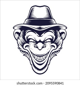 the monkey head line art