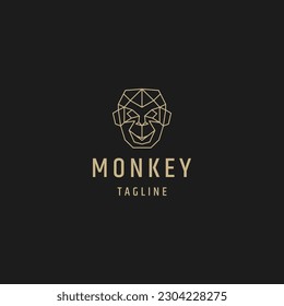 Monkey head line art logo design template