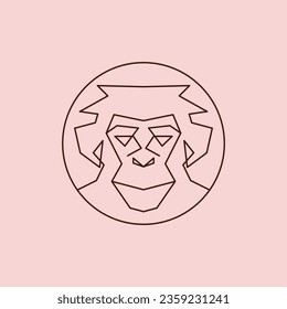 Plantilla de diseño del logotipo de la línea principal del mono