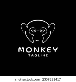 Monkey head line art logo design template