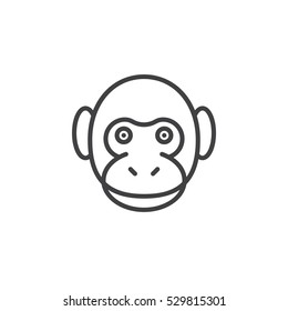 Monkey head line icon, outline vector sign, linear pictogram isolated on white. Symbol, logo illustration